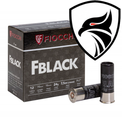 Cartucho Fiocchi .12GA [70mm] FBlack 7.5 Cx.25un