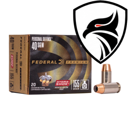 Munição Federal .40S&W JHP Hydra Shok 155gr Cx.20un