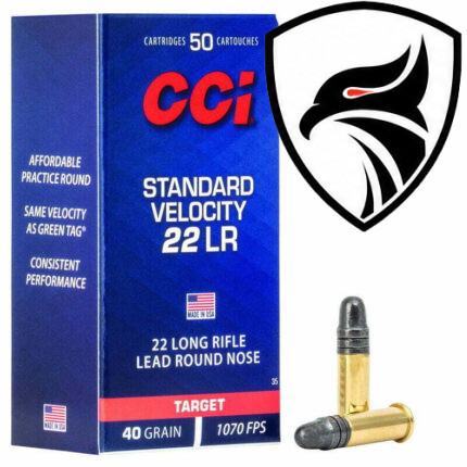 Munição CCI 22LR STANDARD VELOCITY TARGET OGIVAL 40GR – CX 50