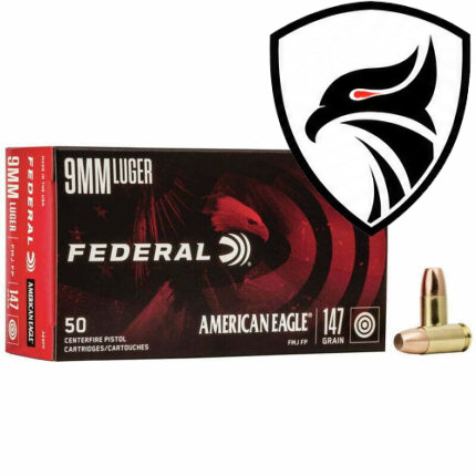 Munição FEDERAL AMERICAN EAGLE 9MM LUGER 147GR FMJ FP – Cx 50